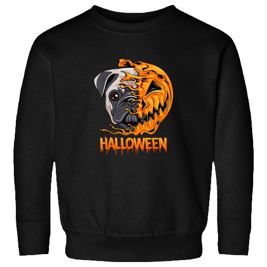 Pug Pet Halloween Pumpkin Skeletons Scary Spooky Season 119 Sweatshirts