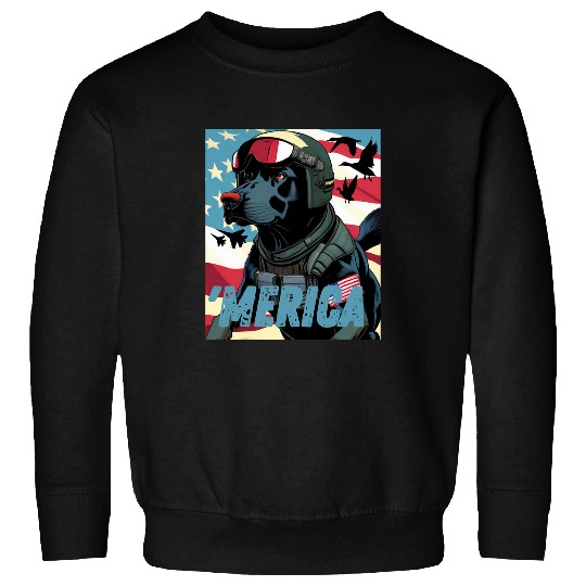 Labrador Pet Merica Patriotic Black Labrador. Duck Hunting. Dove hunter Sweatshirts