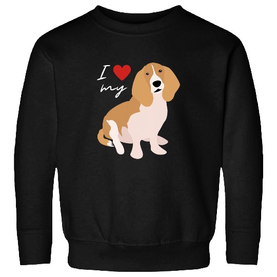 Basset Hound Pet I Love My Tan White Basset Hound Dog Lover Sweatshirts