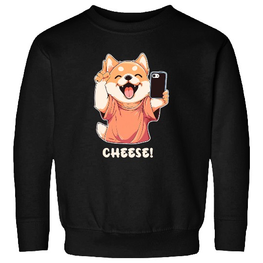 Pomeranian Pet Dog Taking a Photo Cheese Sweatshirts
