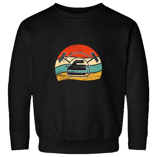 Retro Curling Stone Broom Curling Player Winter Sports Sweatshirts