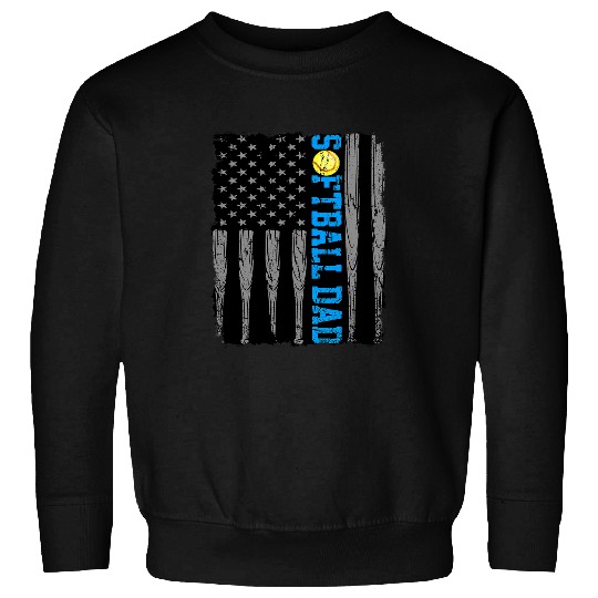 Sport Softball American Dad 4th July Vintage USA Flag Fathers Day Sweatshirts
