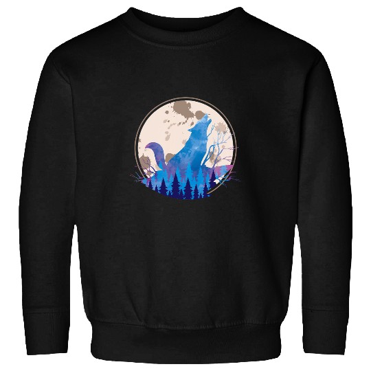 Coyote Mammal Full Moon Predator Howling wolfs Forest Animal Vintage Sweatshirts