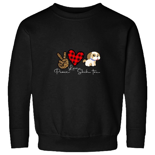 Shih Tzu Pet Funny Cute Peace Love Puppy Lover Sweatshirts