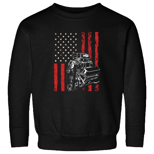 Discover vintages Muscle Car Piston USA Flag for Patriotic Mechanic Sweatshirts