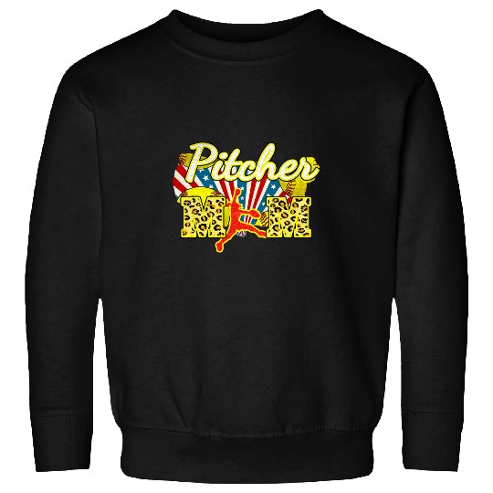 Sport Softball Mom Pitcher Animal Print Sweatshirts