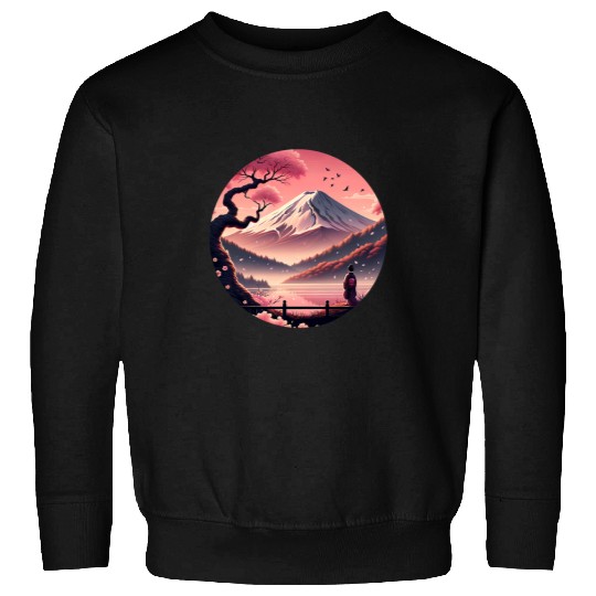 Mount Fuji Cherry Blossoms Geisha Japanese Garden Japan Art 21 Sweatshirts
