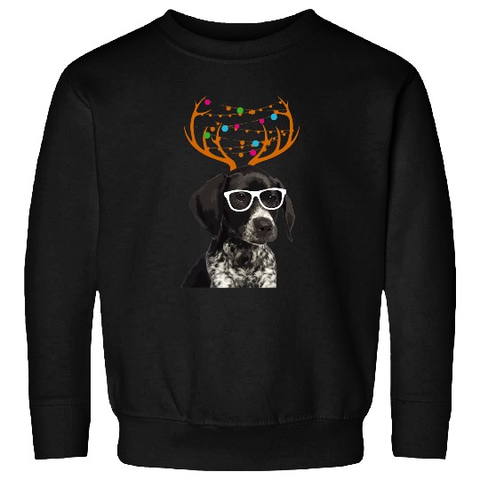 German Shorthaired Pet Christmas T German Shorthaired Pointer with Antlers Sweatshirts