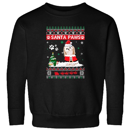 Shih Tzu Pet Santa Paws Shih Tzu Merry Christmas Dog Funny xmass Sweatshirts