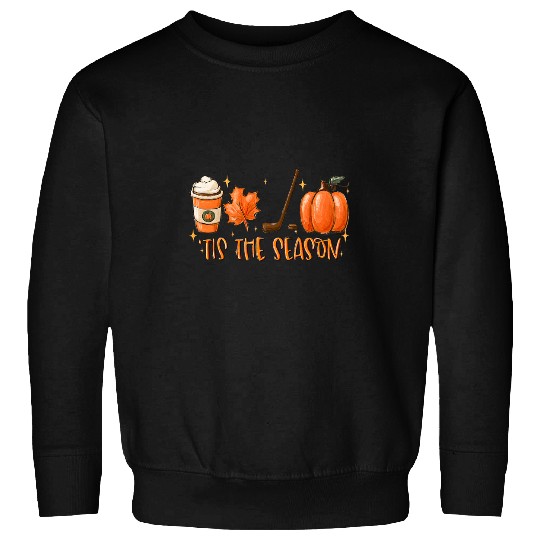 Sport Hockey Tis The Season Hockey Latte Leaves Hello Pumpkin Halloween Sweatshirts