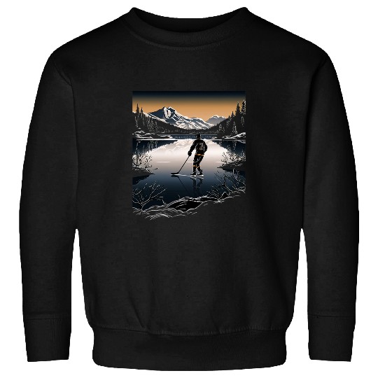 Sport Hockey Player Icy Pond Ice Rink Hockey Stick 1 Sweatshirts