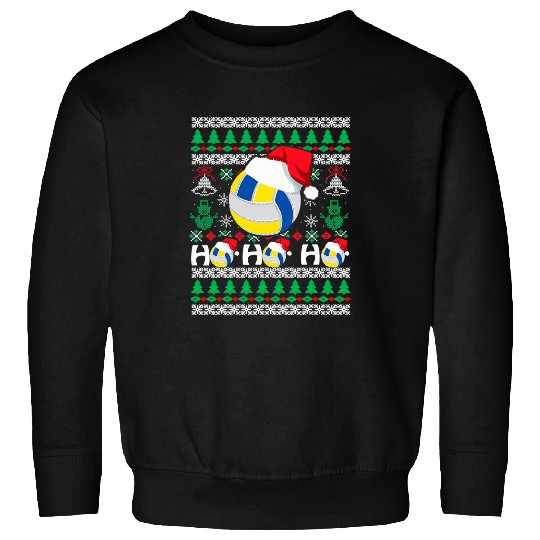 Sport Volleyball HO HO HO Volleyball Ugly Christmas Sweater santa Hat Gifts Sweatshirts