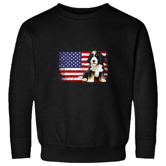 Bernedoodle Pet American flag 6 Sweatshirts