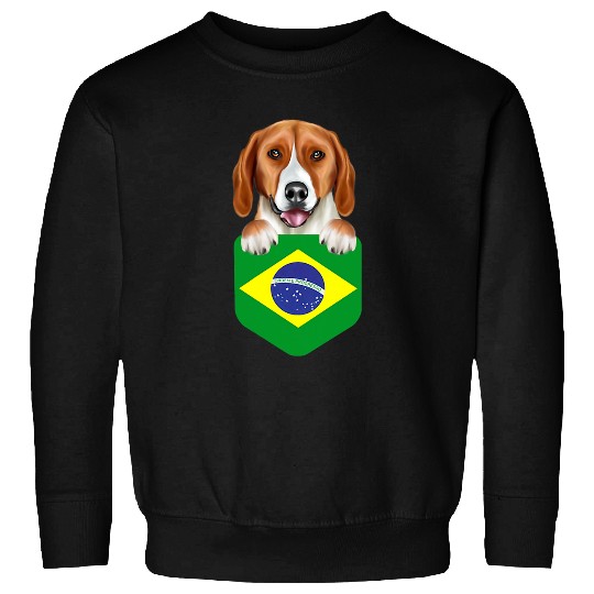 Foxhound Pet Brazil Flag American Foxhound Dog In Pocket Sweatshirts