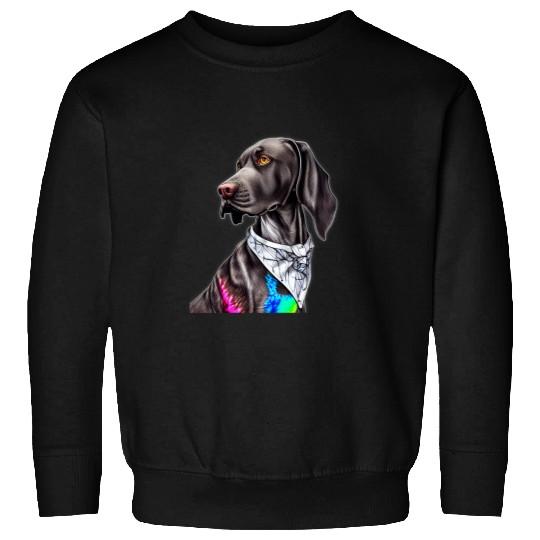 German Shorthaired Pet Dog Portrait Tie and Dye Colored 2 Sweatshirts
