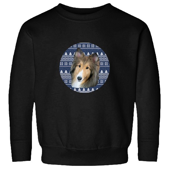 Beautiful Sable Shetland Sheepdog With Argyle Background Sweatshirts