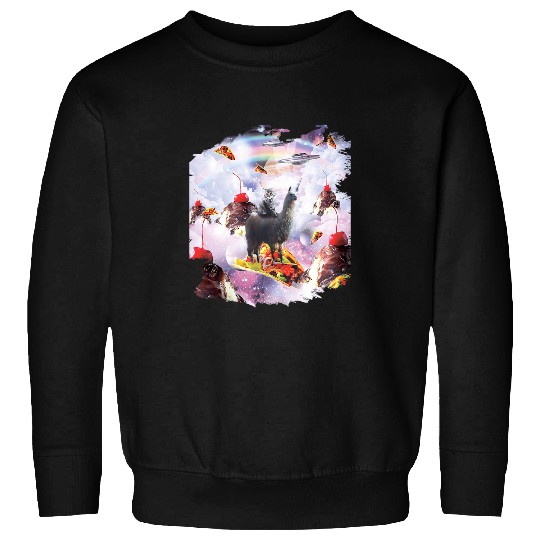 Llama Pet Space Cat Riding Llama Ice Cream Taco Sweatshirts