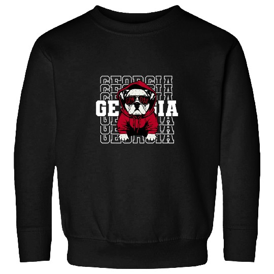 English Bulldog Pet Bulldog Sunglasses Game Day College Football Bulldog Womens Sweatshirts