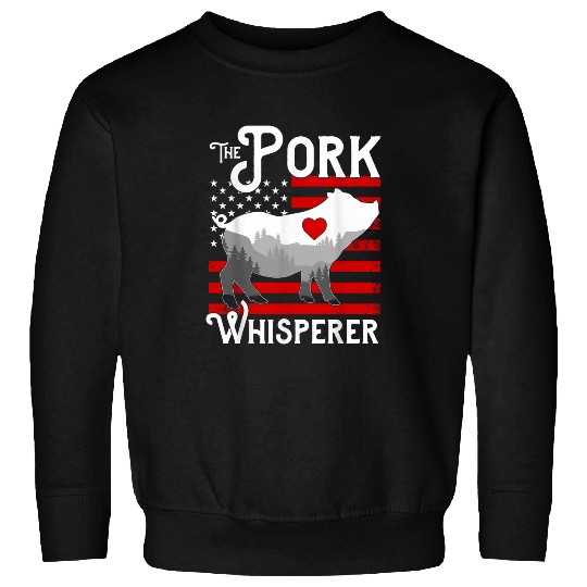 Discover The Pork Whisperer Funny USA Flag Pig Farming Print Sweatshirts