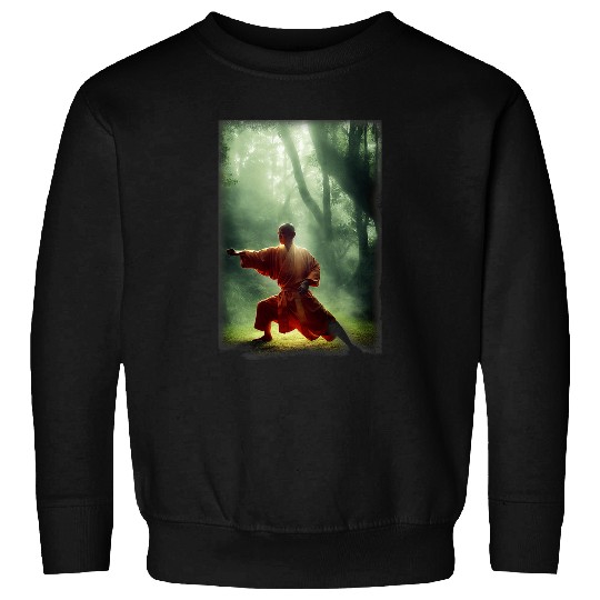 Shaolin Monk Training Morning Tai Chi In A Clearing Jungle Sweatshirts