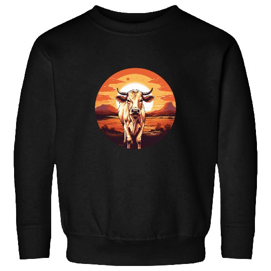 Retro vintages Cow Sunset Funny Cattle Farm Farmer Sweatshirts