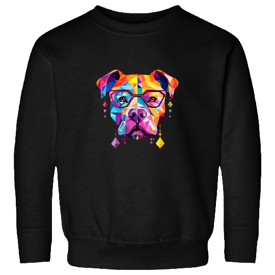 Polygonal Abstract Pitbull Cool Geometric Bright Colorful Sweatshirts