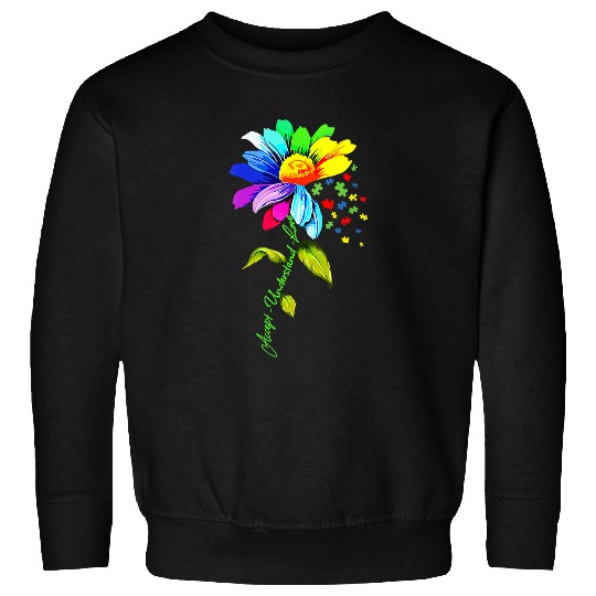 Autism Puzzle Daisy Floral Autism Awareness Accept Understand Love Mom Sweatshirts