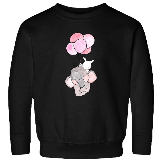 Elephant Mammal And White Rabbit Holding Balloons Sweet Love Sweatshirts