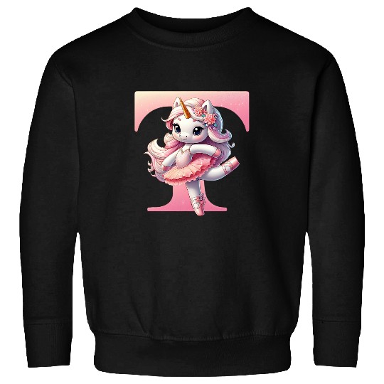 Ballerina Girl Name First Letter T Unicorns Tutu Ballet Sweatshirts