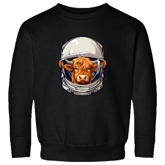 Space Astronaut Highland Cow Sweatshirts