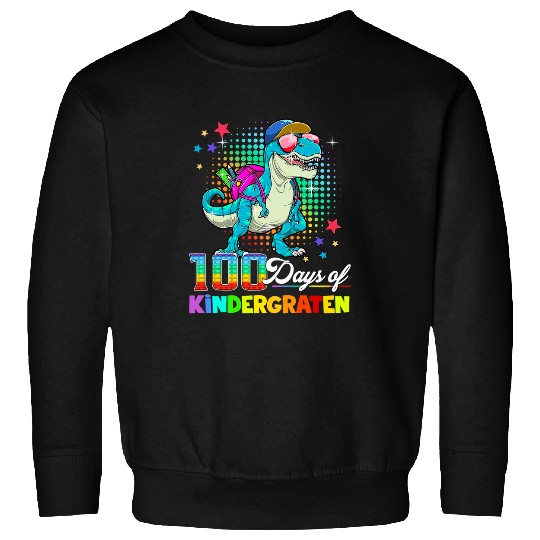 Dinosaur Pet 100 Days Of Kindergarten School Dinosaur Boys Kids Teacher Sweatshirts
