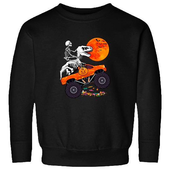 Dinosaur Pet Boys Halloween Monster Truck Crash Pumpkin Dinosaur T rex Sweatshirts