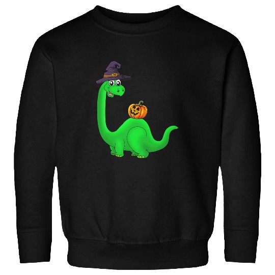 Dinosaur Pet Brachiosaurus Witch Pumpkin Halloween Dinosaur Brontosaurus Sweatshirts