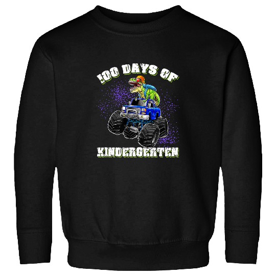 Dinosaur Pet 100 Days Of Kindergarten School Dinosaur Monster Truck Kids Sweatshirts