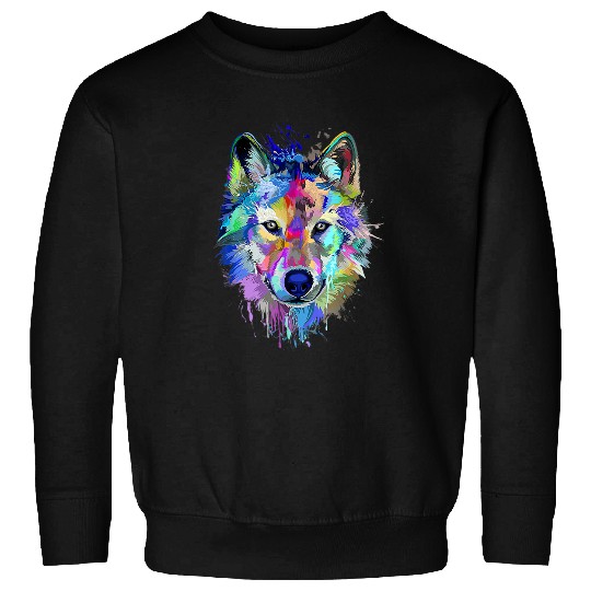 Coyote Mammal Splash Art Animal Face wolfs Lover Sweatshirts