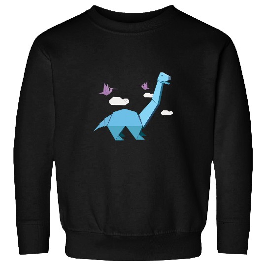 Dinosaur Pet Blue Origami Brontosaurus and Purple Pterodactyl Dinosaurs Sweatshirts