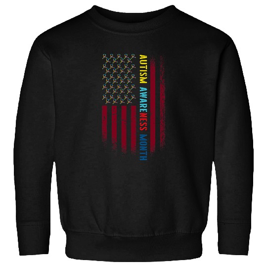 Autism Puzzle American Advocacy Campaign Flag Autism Awareness Month Sweatshirts