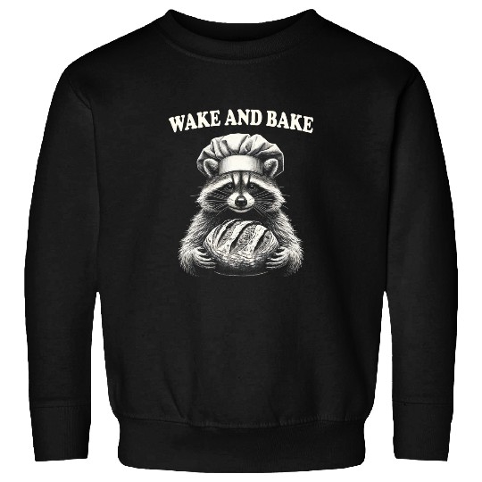 Wake And Bake Sourdough Funny Raccoon Baker Meme Sweatshirts