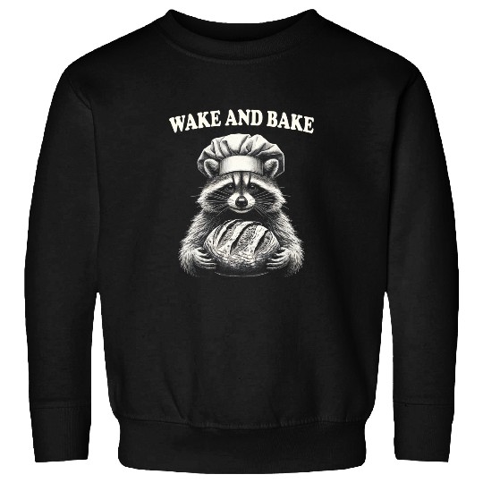 Wake And Bake Sourdough Funny Raccoon Baker Meme Sweatshirts