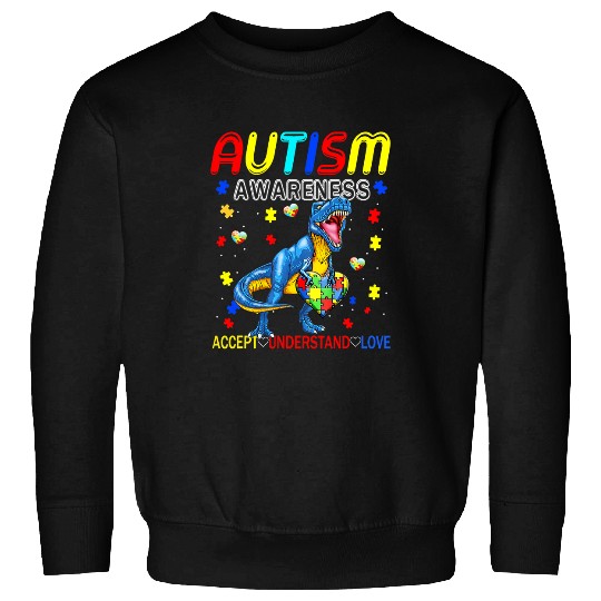 Autism Puzzle Dino Embrace Differences ASD Spectrum Dinosaur Autism Awareness 2 Sweatshirts