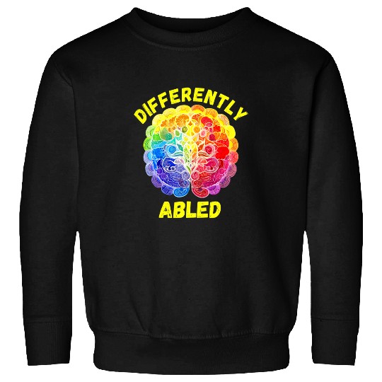 Autism Puzzle Differently Abled NeuroDiversity Autism Rainbow Brain Art Sweatshirts