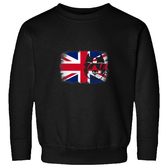 Pitbull Pet United Kingdom UK flag Pitbull bully dog with sunglasses Sweatshirts