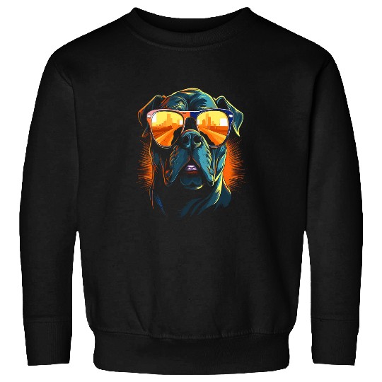 Pitbull Pet Tough Cool Neon Pitbull Puppy Love Dog wearing Sun Glasses 2 Sweatshirts