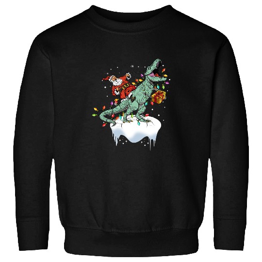 Dinosaur Pet Santa Claus Dinosaur Fairy Lights Tyrannosaurus Rex Sweatshirts