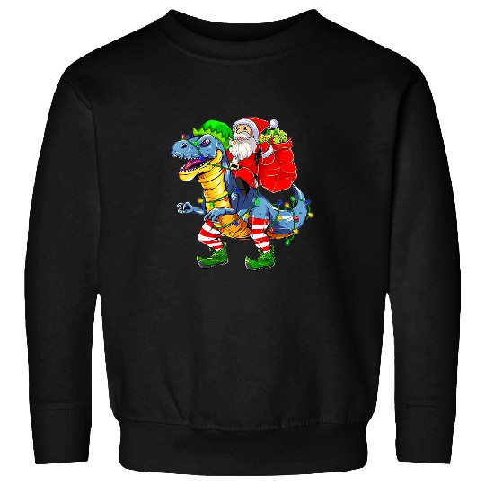 Dinosaur Pet Santa Riding Dinosaur T rexs Christmas Boy Kid Men xmass Squad Sweatshirts