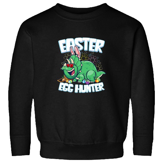 Dinosaur Pet Egg Hunter Easter Dinosaur Bunny Kids Boys Triceratops Sweatshirts