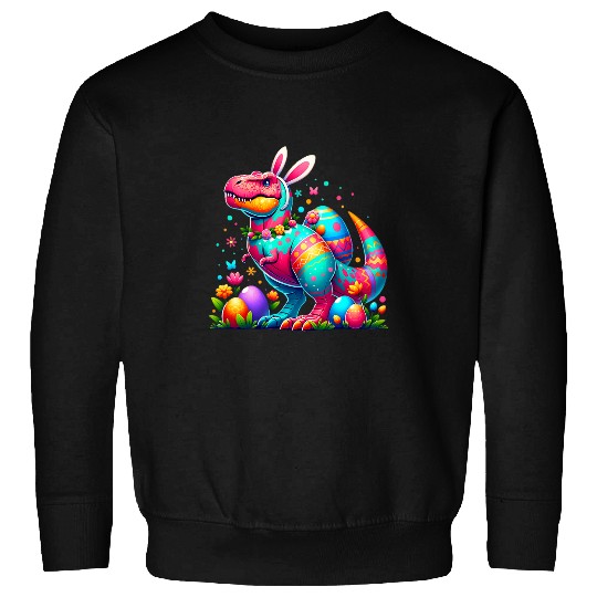 Dinosaur Pet Bunny Dinosaur Tyrannosaurus Trex Happy Easter Egg Hunt Sweatshirts