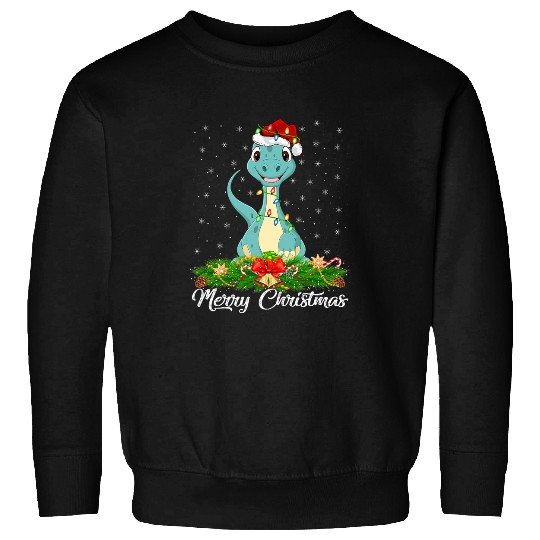 Dinosaur Pet Brontosaurus Lighting xmass Tree Matching Dinosaur Christmas Sweatshirts