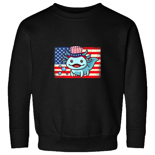 Axolotls Pet 4th of July Blue Salamander Baby Axolotls Sweatshirts