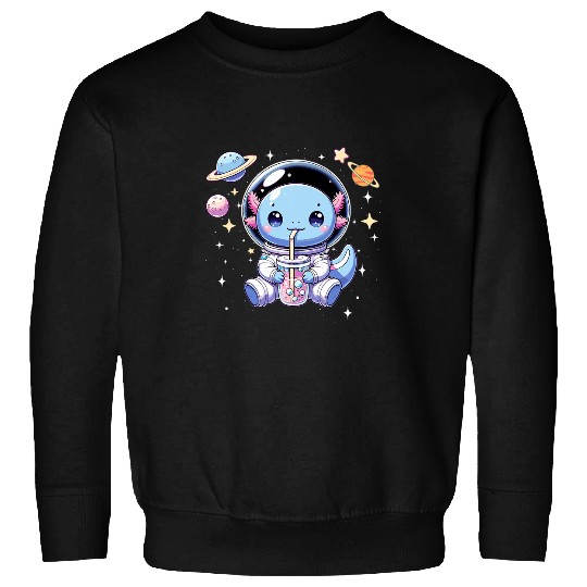 Axolotls Pet Kawaii Axolotls Bubble Boba Tea Astronaut In Space Axolotls Sweatshirts